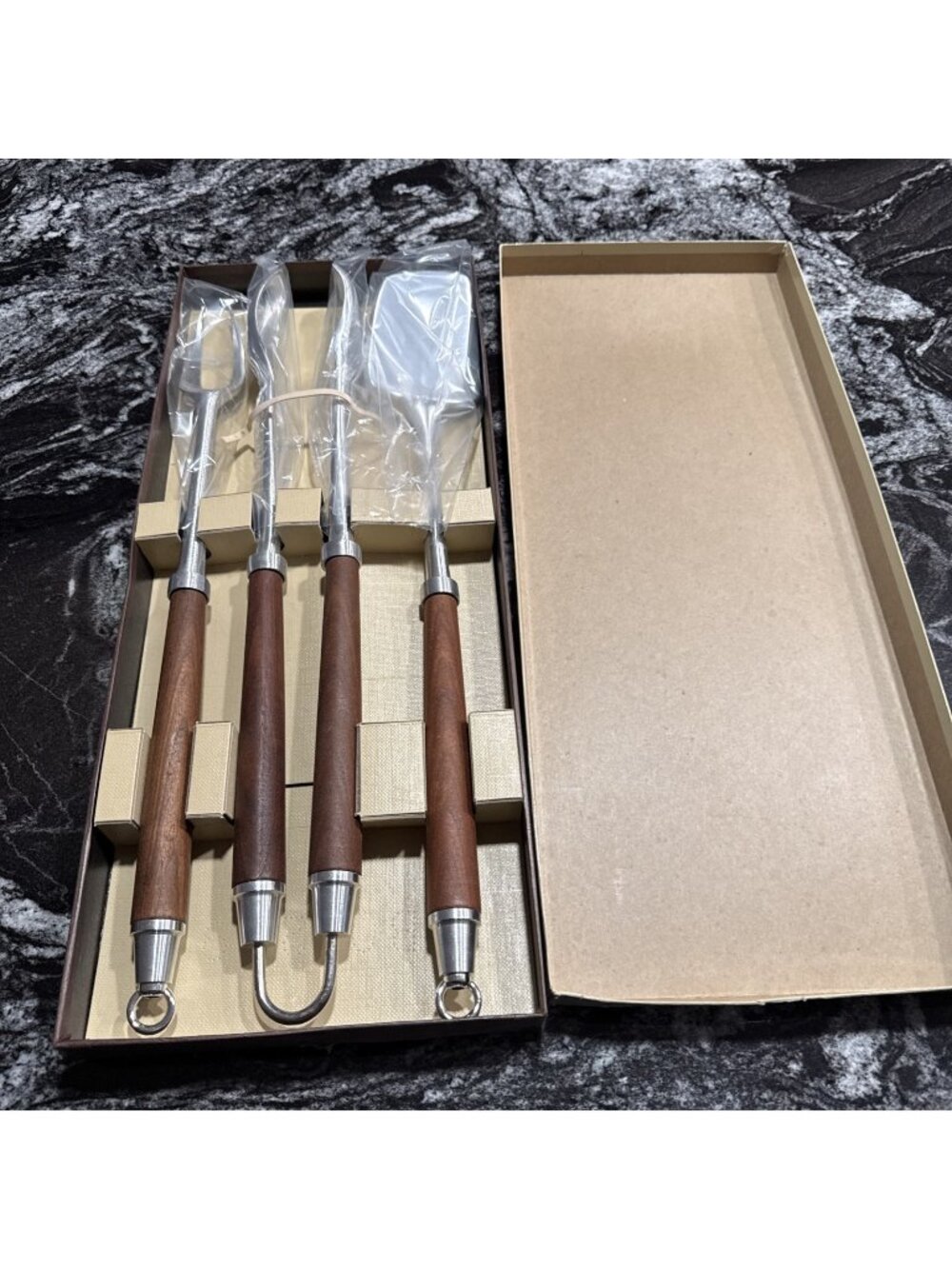Olde Thompson BBQ Utensils Long Handle Fork Tongs Spatula New In Box